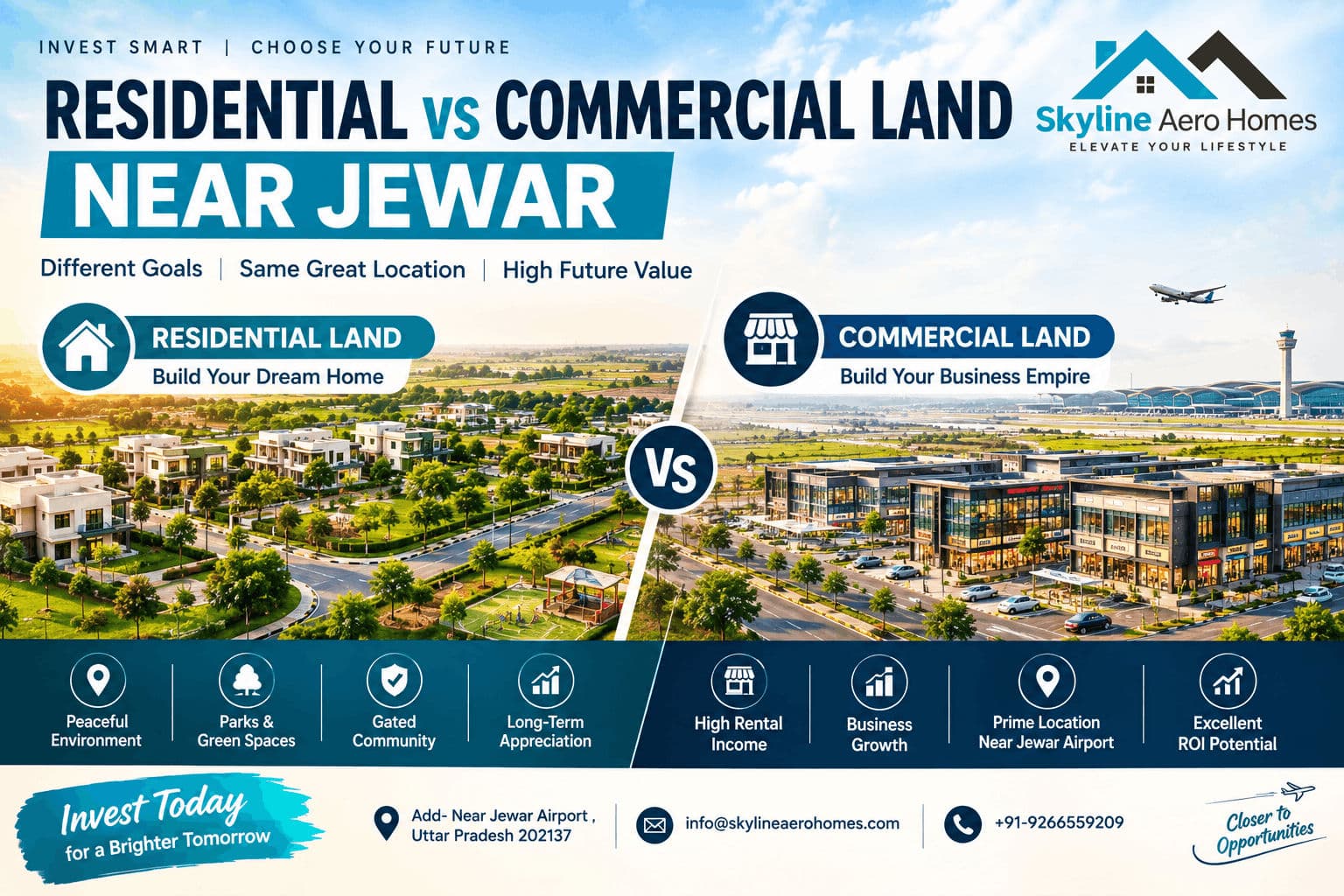 Residential vs Commercial Land Near Jewar: Which One Should You Buy?